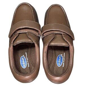 Mens Dr. Scholls Brown Leather Shoes 7D Adjustable Strap Comfort Support